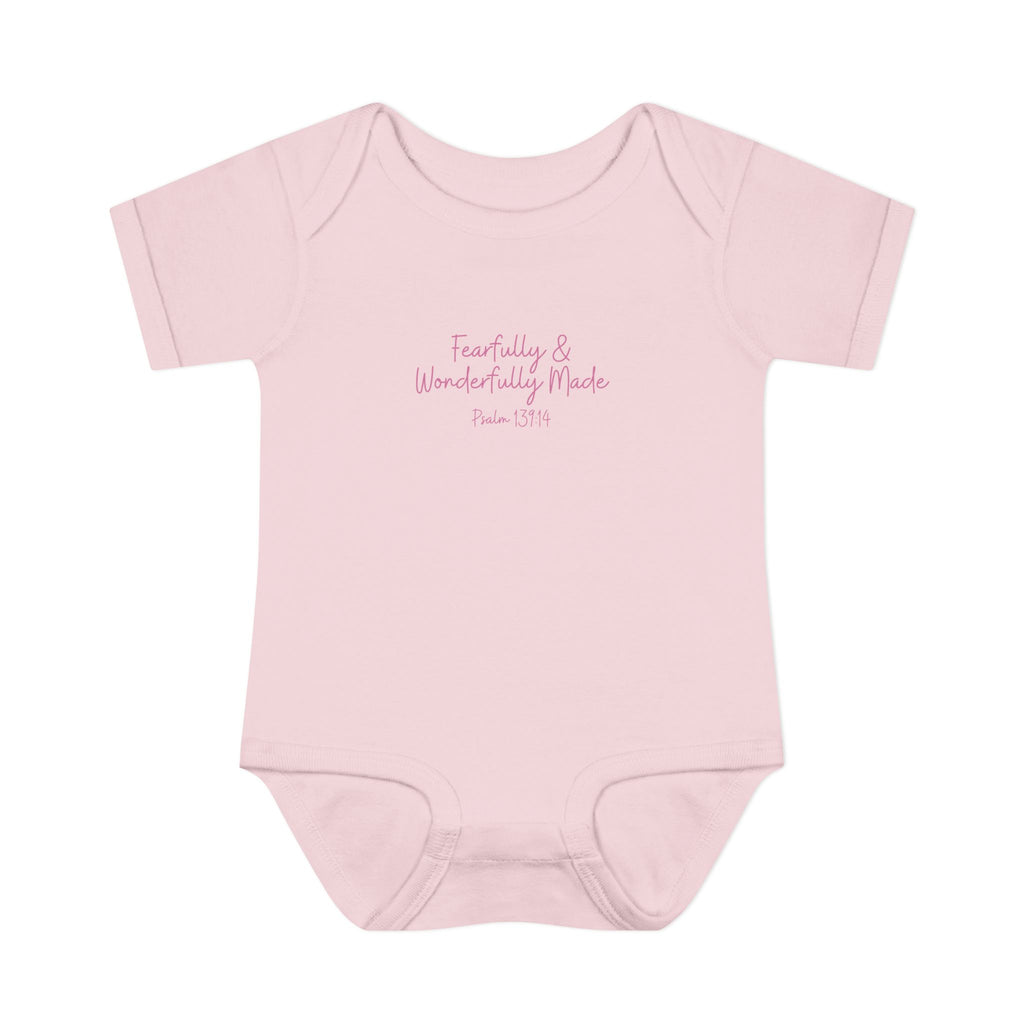 Fearfully & Wonderfully Made Pink Baby Bodysuit