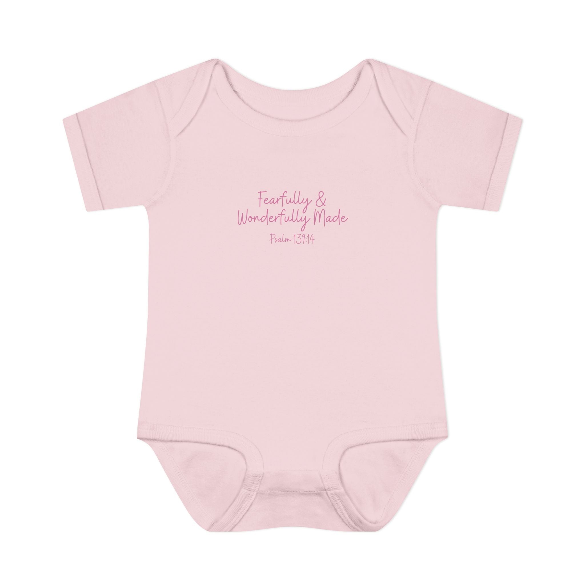 Fearfully & Wonderfully Made Pink Baby Bodysuit